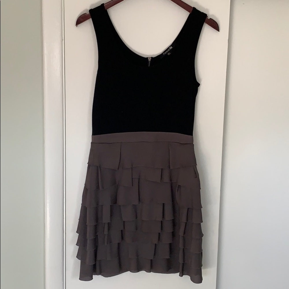 Color-block Ruffle Skirt Tank Dress